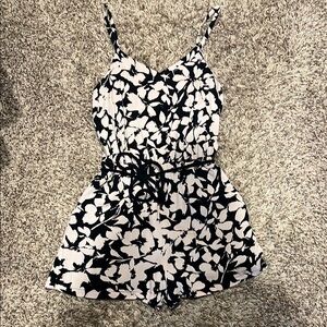 Black and White Floral One Piece